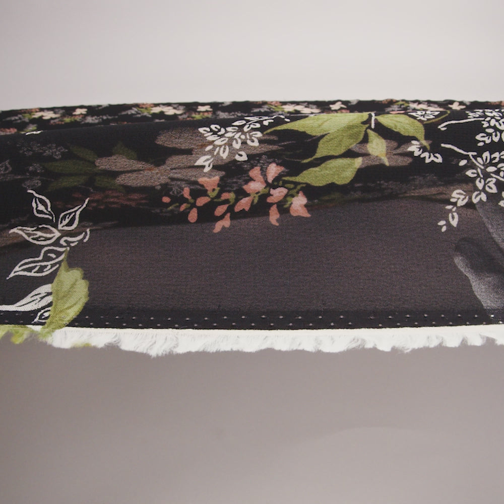 Viscose Georgette Print by The Reformation - Light Pastel Orange, Dusty Rose Pink and Black Floral - Deadstock - Image 6 of 6