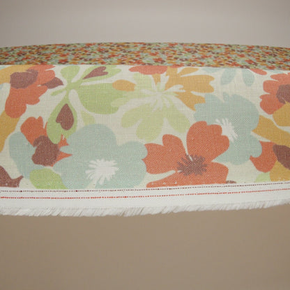 Medium Weight Linen Woven Print - Pale Green, Taupe, and Coral Floral