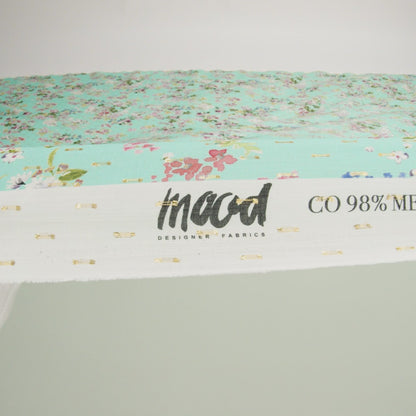 Cotton Voile Print with Metallic Dots - Seafoam Floral - Mood Exclusive April Awakening