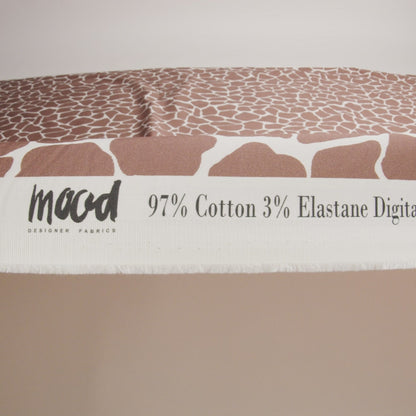 Stretch Cotton Sateen - Brown Giraffe Spots - Amorphous Amalgamation Print - Mood Exclusive Serengeti Collection