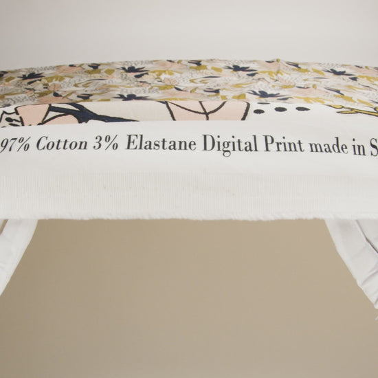 Stretch Cotton Sateen - Peach Parfait Floral - Pushing Up Daisies Print - Mood Exclusive Avenable Collection