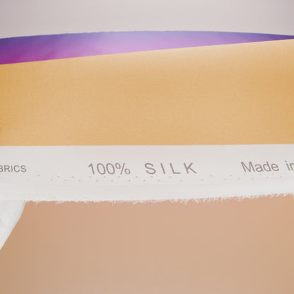 Silk Charmeuse Print 16MM, Made in Italy - Light Peach, Pink and Lavender Ombre