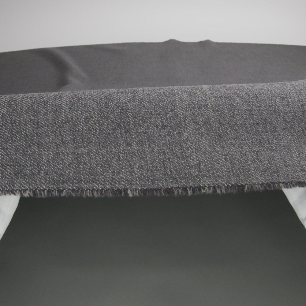 Black and Charcoal Virgin Wool Double Faced Melange