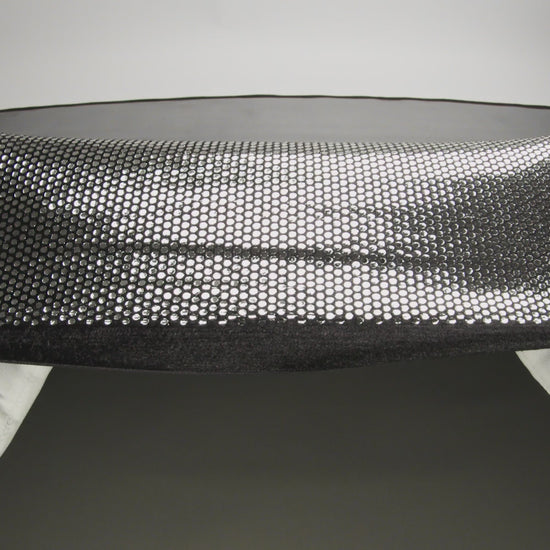 Stretch Polyester Velour with Crystal Foiled Polka Dots - Black and Silver