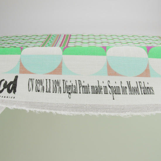 Viscose and Linen Woven Panel Print - Green and Sky Blue Split Circles - Mood Exclusive Circle Back - Image 6 of 6