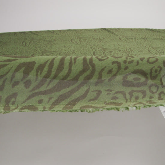 Viscose Georgette Print by The Reformation - Espresso Brown and Jungle Green Abstract Leopard Spots and Zebra Stripes - Deadstock - Image 6 of 6