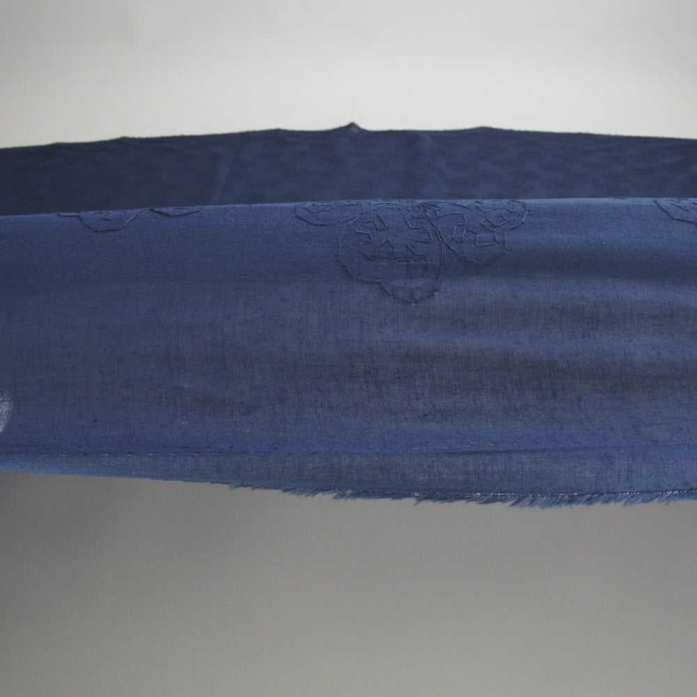 Embroidered Eyelet Cotton Voile - Medieval Blue Big Tossed Flowers - Naomi Collection