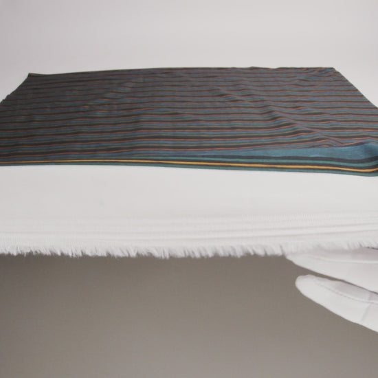 Stretch Cotton Sateen - Navy and Blue Stripes - Linear Transcendence Print - Mood Exclusive Tumunyana Collection