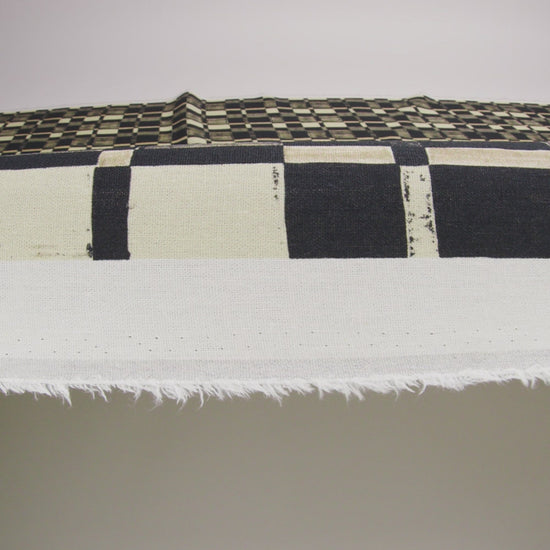 Linen and Rayon Woven - Black and White Checks - City Blocked Print - Mood Exclusive Metro Collection