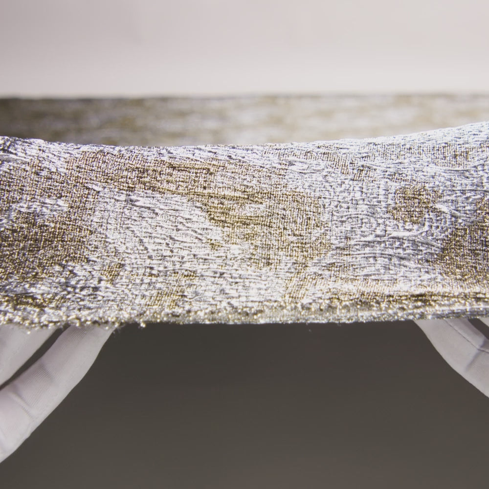 Metallic Silver and Gold Wood Grain Luxury Plisse Brocade