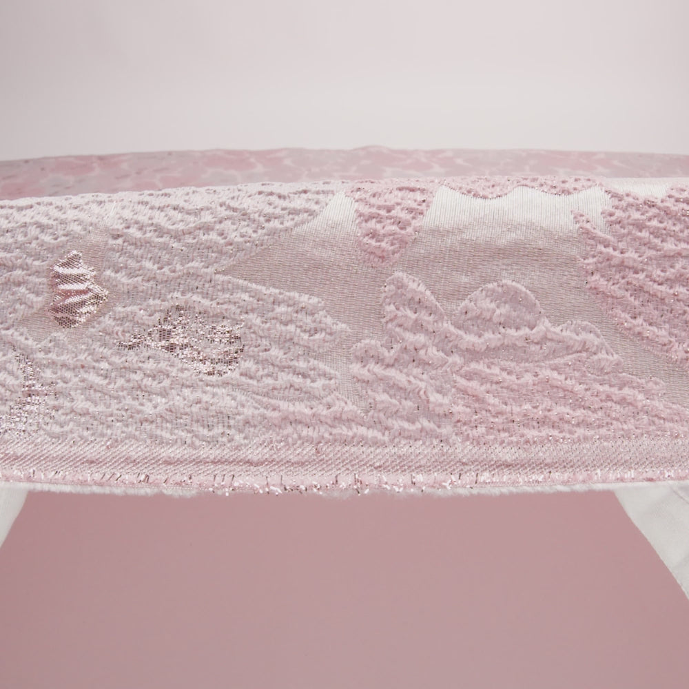 Metallic Rose Gold and Baby Pink Floating Blossoms Luxury Brocade