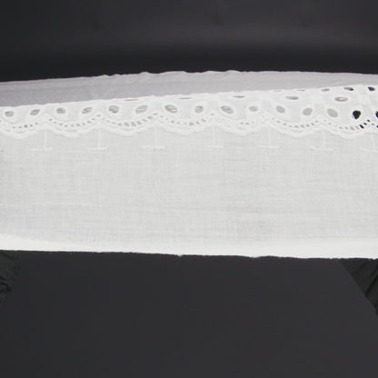 Embroidered Eyelet Cotton Voile - White Floral and Dot Stripes with Scalloped Border - Naomi Collection