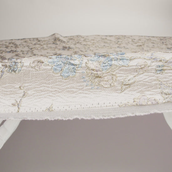 Metallic Pastel Pink and Light Blue Flowering Vines Luxury Brocade - Image 6 of 7