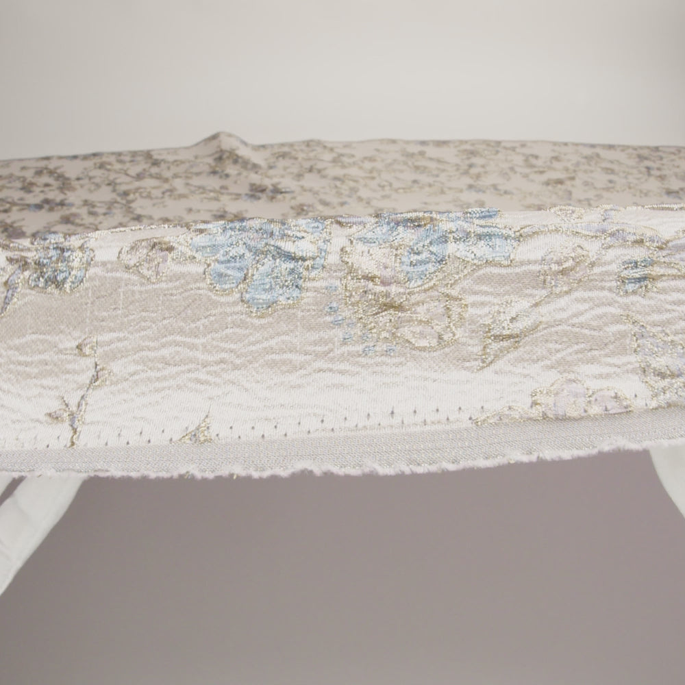 Metallic Pastel Pink and Light Blue Flowering Vines Luxury Brocade - Image 6 of 7