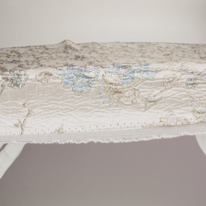 Metallic Pastel Pink and Light Blue Flowering Vines Luxury Brocade