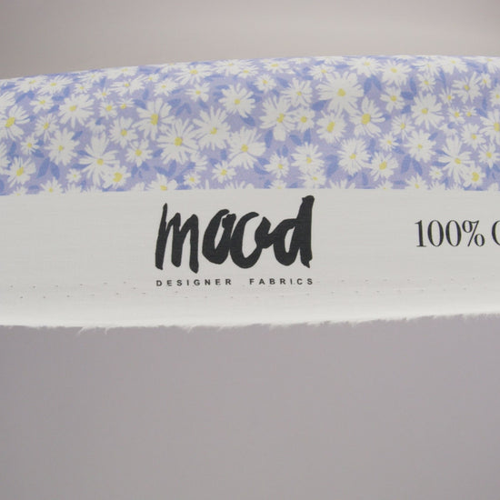 Cotton Poplin - Periwinkle and White Floral - Sunday in the Park Print - Mood Exclusive Secret Garden Collection