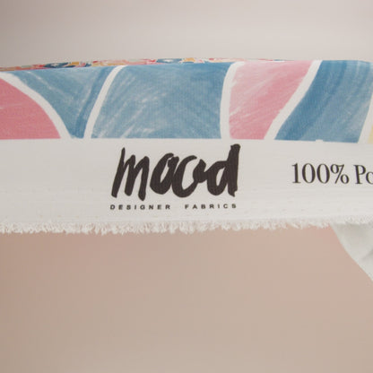 Polyester Charmeuse Print - Pink, Blue and Yellow Abstract - Mood Exclusive Gaudi's Gaze