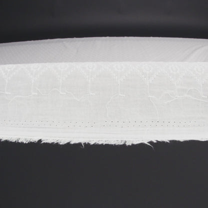 Embroidered Eyelet Cotton Voile - White Flowers in Diamond Lattice - Naomi Collection