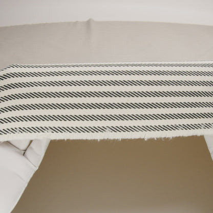 Ivory and Black Stretch Heavy Cotton Twill