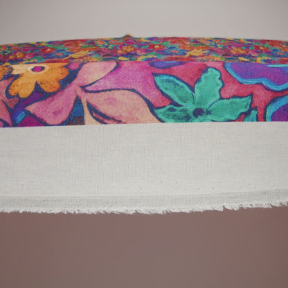 Linen and Rayon Woven - Hot Pink, Orange and Ultramarine Blue Bold Flowers - Mood Exclusive Electric Eden Print