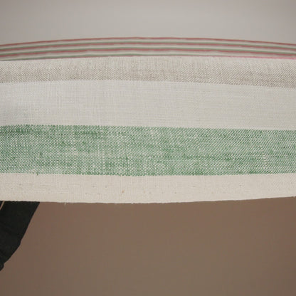 Heavyweight Linen Woven - Red, Green and White Awning Stripes