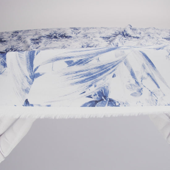 Mercerized Organic Egyptian Cotton Shirting - Blue and Cool Gray Tropical Oasis - Ravello Collection