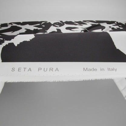 Mood Exclusive Italian White and Black Brushstrokes Silk Charmeuse
