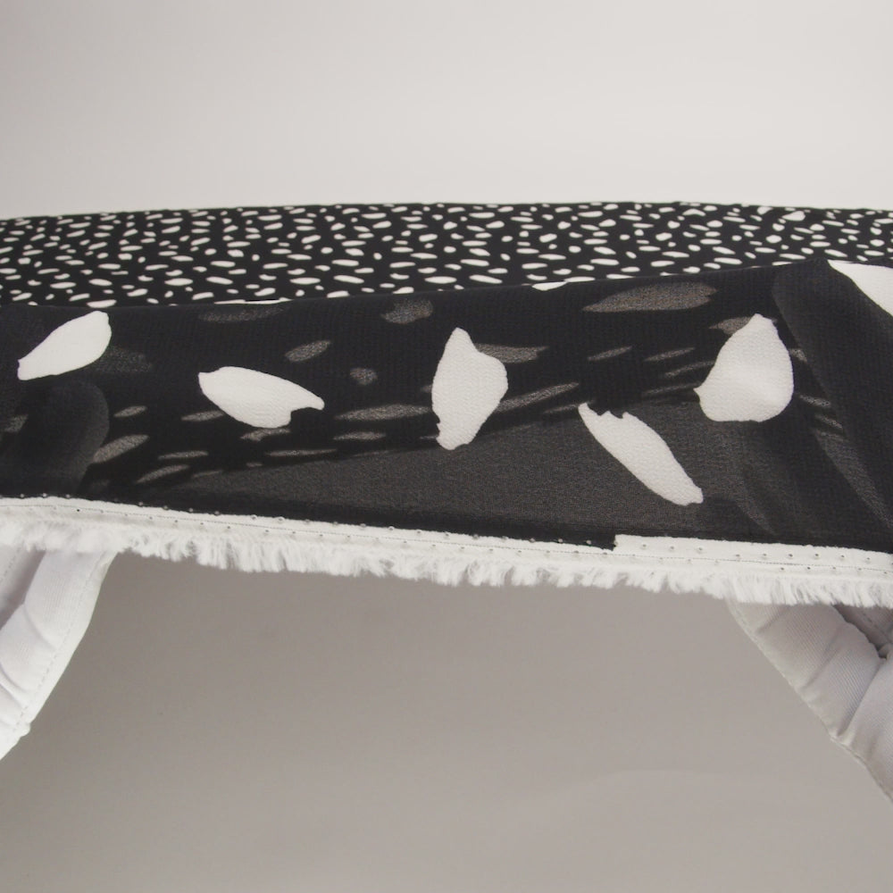 Viscose Georgette Print - Black and Dove White Painterly Brush Strokes - Designer Deadstock - Image 6 of 6