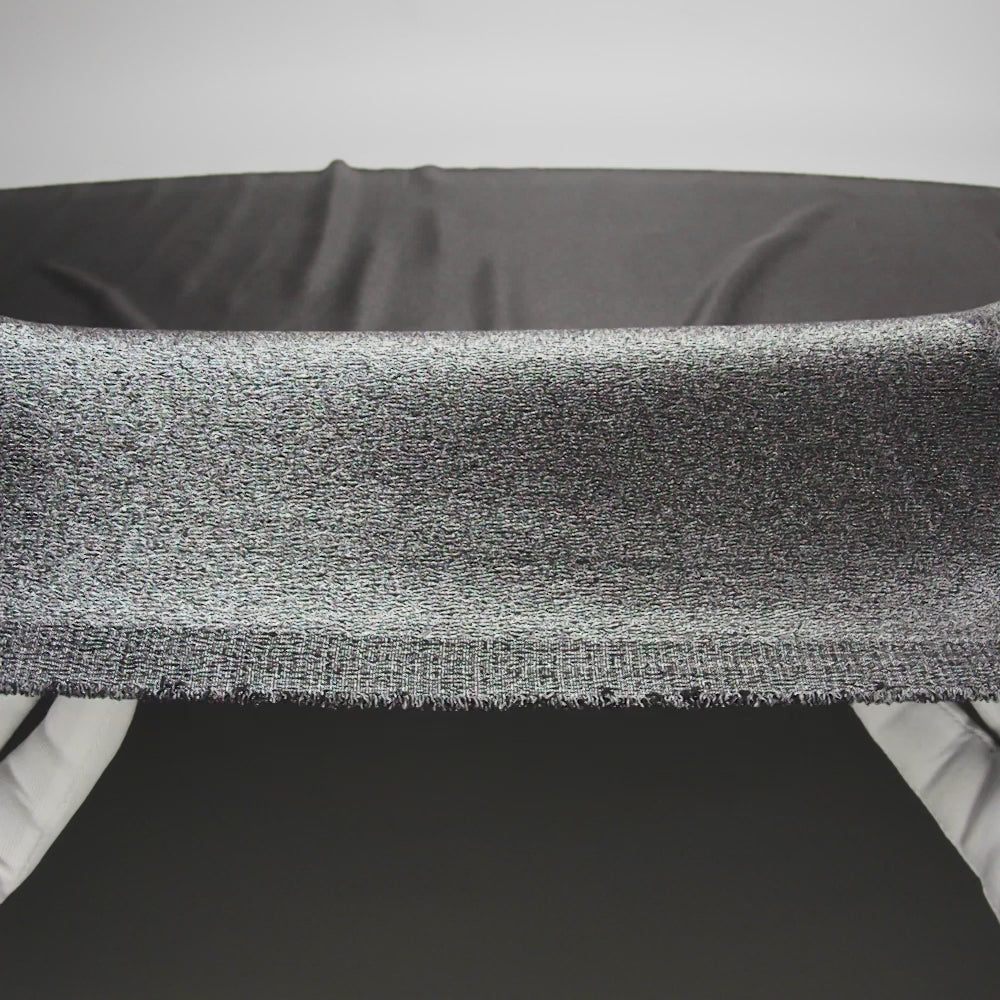 Stretch Polyester Crepe with Gold Foiling - Black - Devyn Collection - Image 6 of 7