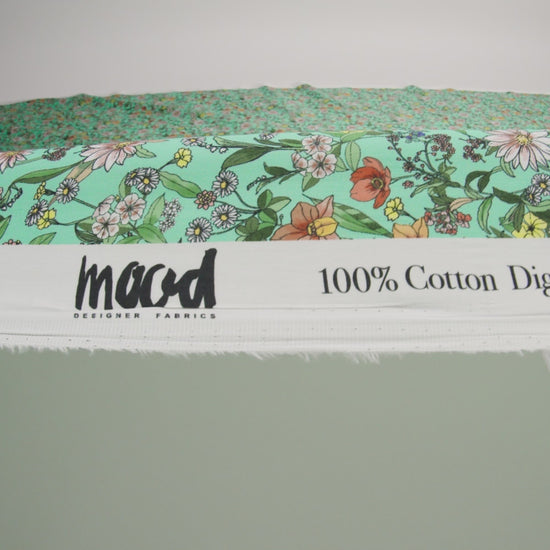 Mood Exclusive Aqua Garden of Gems Cotton Voile