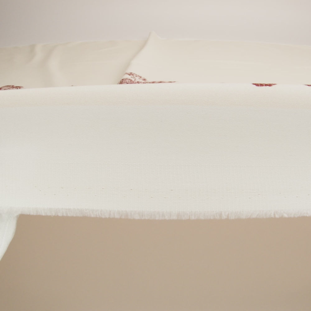 Brushed Stretch Cotton Twill Print - Cranberry Red and White Floral Border Stripes - Mood Exclusive Sanctuary Sketch - Image 6 of 6