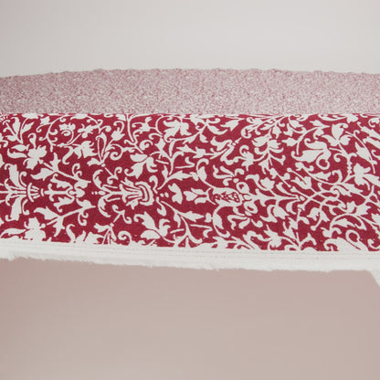 Sustainable Viscose Crepe Print by The Reformation - Deep Ruby Red and White Victorian Foliage - Deadstock
