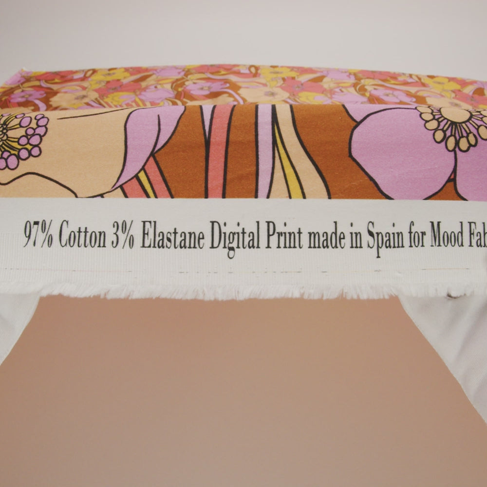 Stretch Cotton Sateen - Pink and Yellow Floral - Garden Groove Print - Mood Exclusive Groove Collection - Image 6 of 7