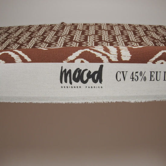 Linen and Rayon Woven - Brown and Off White Soft Geometrics - Mood Exclusive Geo Drift Print