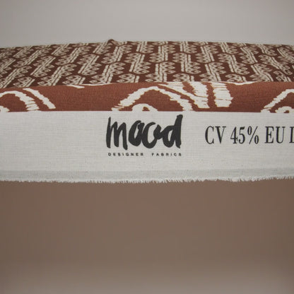 Linen and Rayon Woven - Brown and Off White Soft Geometrics - Mood Exclusive Geo Drift Print