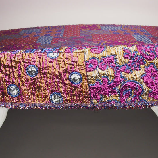 Metallic Blue, Pink and Yellow Gold Ornate Patchwork Luxury Brocade