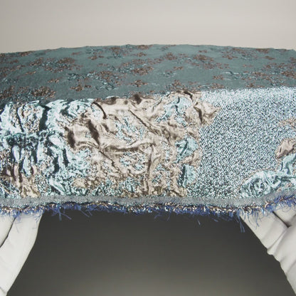 Metallic Sky Blue and Bronze Floral Luxury Brocade