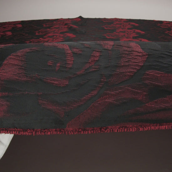 Black and Red Textural Floral Brocade