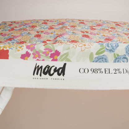 Stretch Cotton Twill Print - Tangerine Floral - Mood Exclusive Bunches o' Blooms