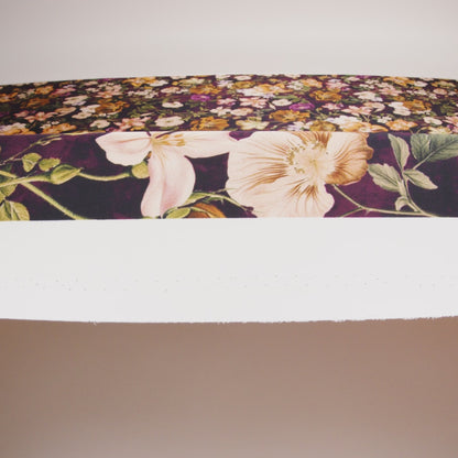 Polyester Satin - Mustard Yellow, Plum Purple and Cream Floral - Mood Exclusive Garden Tangle Print
