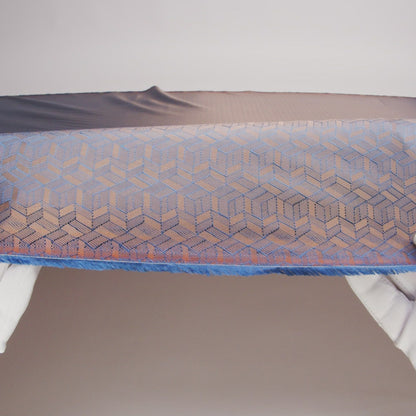 Geometric Jacquard Lining - Blue and Beige Bi-Color