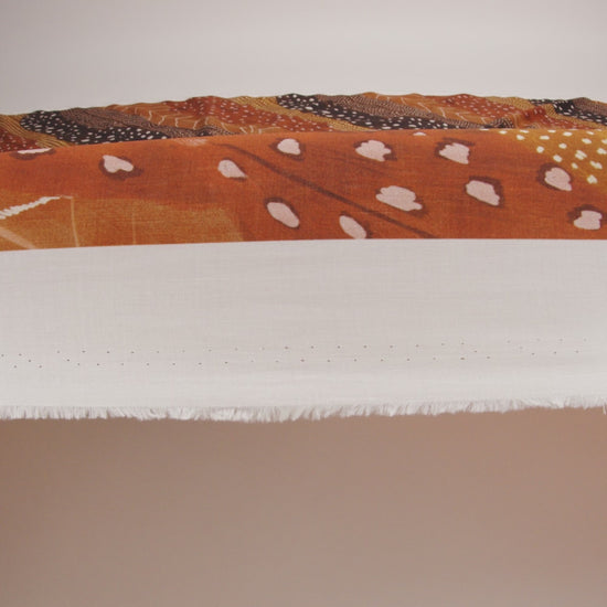 Cotton Voile - Brown and Orange Decorated Diagonal Stripes - Wind in Your Wings Print - Mood Exclusive Rockland Collection - Image 6 of 7
