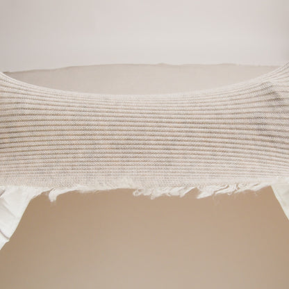 Stretch Tencel Rib Knit - Heathered Wheat Tan - Designer Deadstock