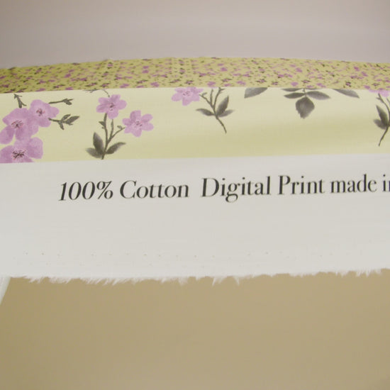 Cotton Poplin Print - Pale Yellow and Pink Floral - Mood Exclusive Sakura Sweets