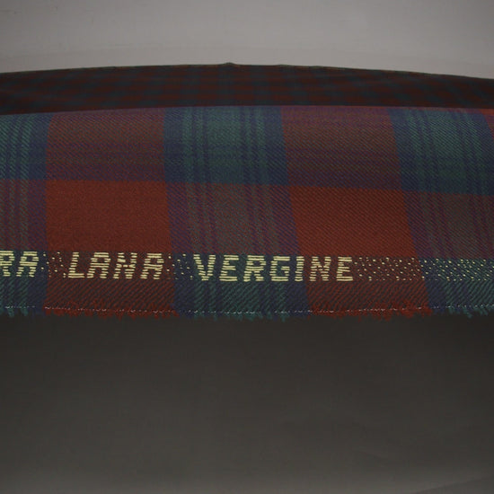 Virgin Wool Twill Made in Italy - Wine Red, Navy and Green Check Plaid - Image 6 of 6