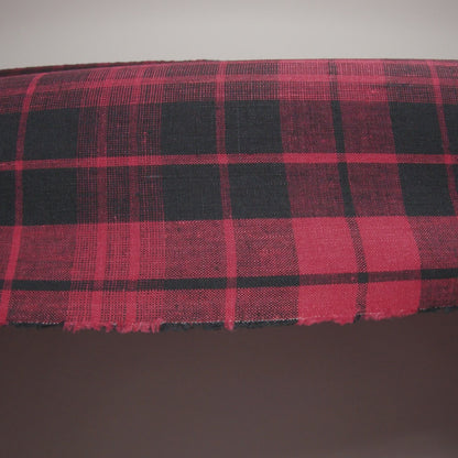 Lightweight Linen Woven - Cranberry Red and Black Plaid