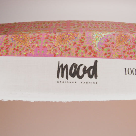 Cotton Voile Panel - Pink Paisley Squares - Laputa's Groundkeeper Print - Mood Exclusive Gisele Collection