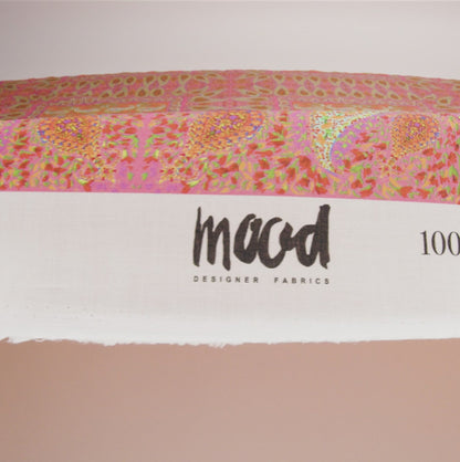 Cotton Voile Panel - Pink Paisley Squares - Laputa's Groundkeeper Print - Mood Exclusive Gisele Collection