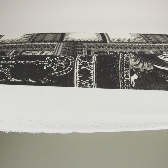 Viscose Crepe Print - Black and Cream Paisley Patches - Mood Exclusive Speak and Enter