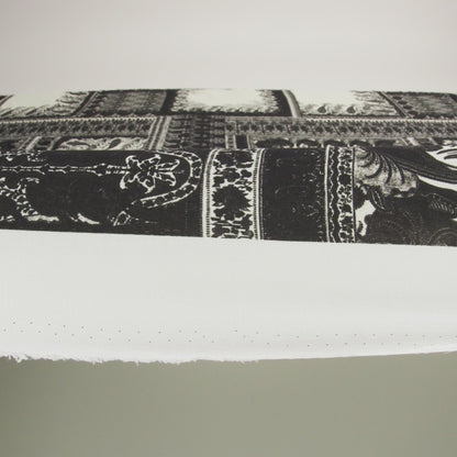 Viscose Crepe Print - Black and Cream Paisley Patches - Mood Exclusive Speak and Enter
